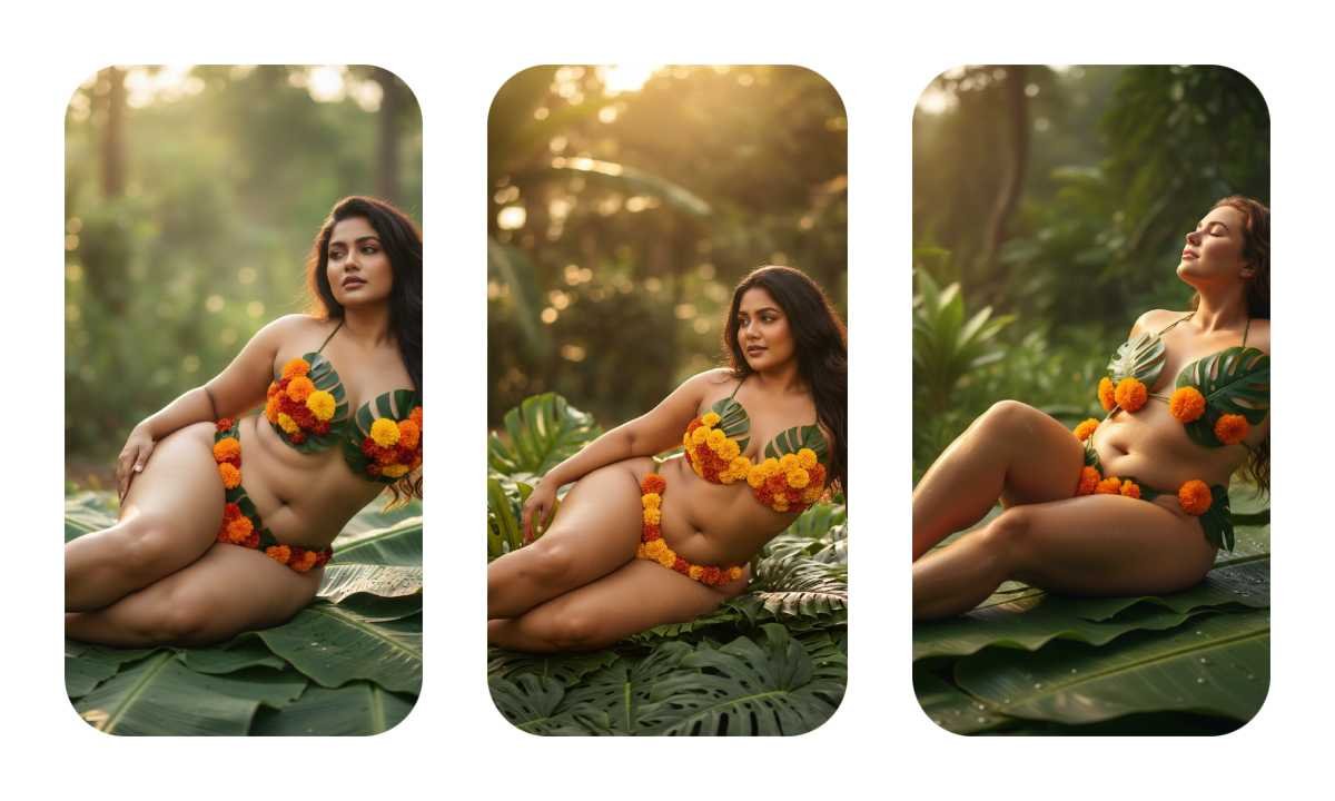 Top 20 Creative Prompts for a Curvy Woman in a Lush Tropical Botanical Fantasy